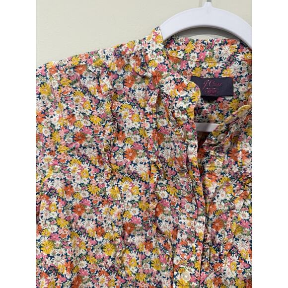 J Crew Liberty Ruffle Button Up Shirt Libby Floral Size XXS 2320 - Picture 5 of 11